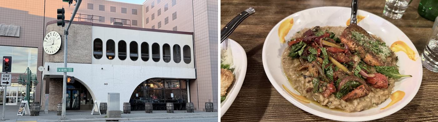 左:Tent City Taphouse;右:晚餐的燉飯