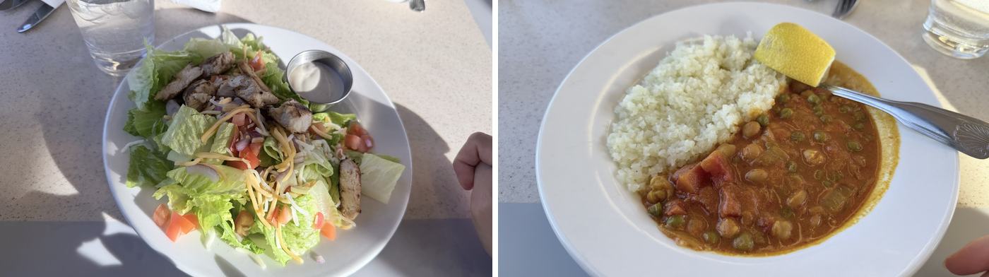 左:沙拉;右:燉菜配飯