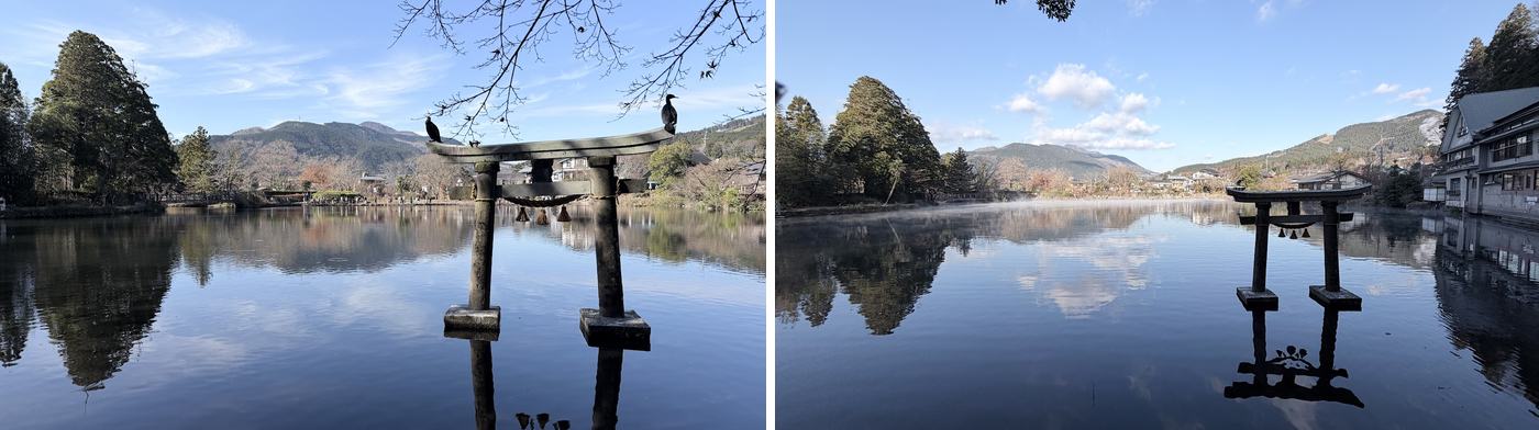 金鱗湖的鳥居倒影