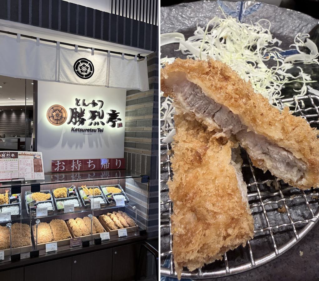 左:勝烈亭 熊本站店;右:厚切炸豬排