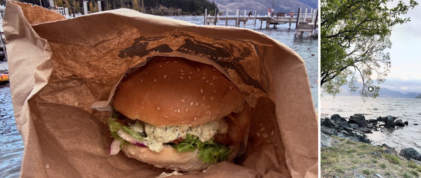 左:Fergburger 漢堡;右:皇后鎮湖邊