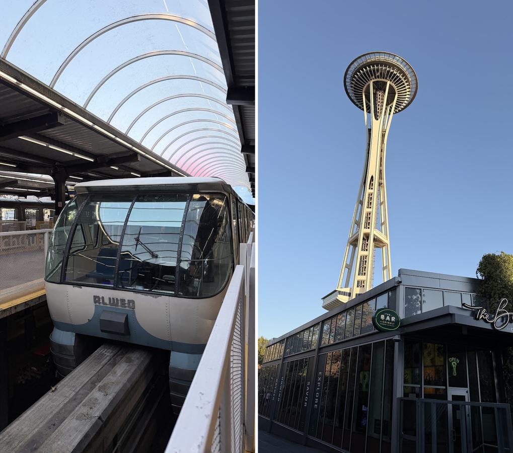 左:單軌電車 Monorail;右:太空針塔