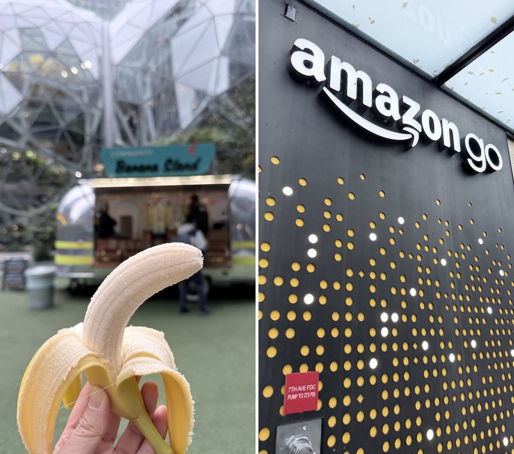 左:免費的香蕉;右:Amazon Go 無人商店